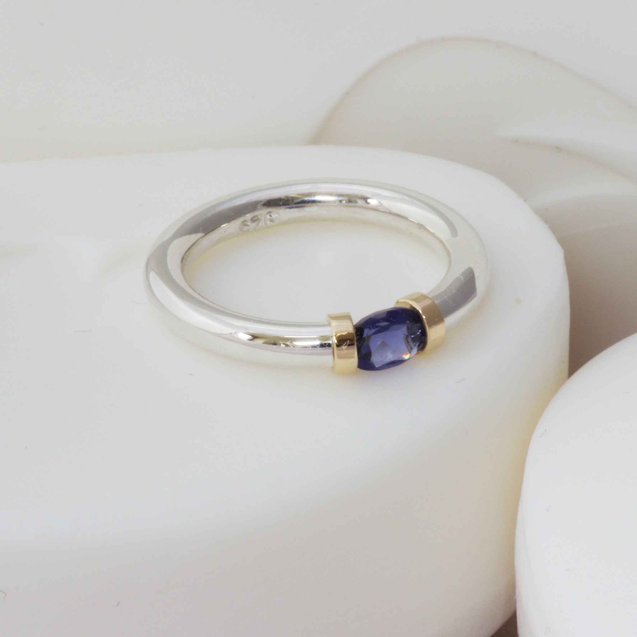 Silver Tension Ring with an Iolite. – Anthony Blakeney Jewellery